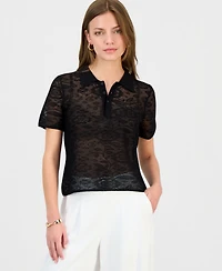 I.n.c. International Concepts Petite Collared Jacquard Top, Macy's Exclusive