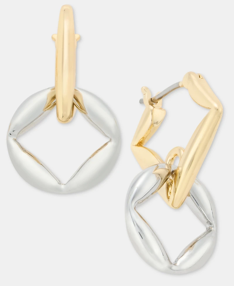 Karl Lagerfeld Paris Puffy Geometric Charm Hoop Earrings