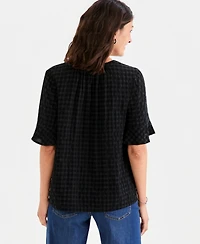 Style & Co Women's Seersucker Split-Neck Popover Top, Macy's Exclusive