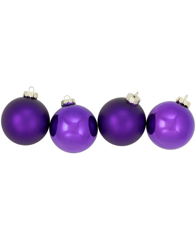Northlight 6-Piece Shiny and Matte Purple Glass Ball Christmas Ornament Set 3.25" 80mm