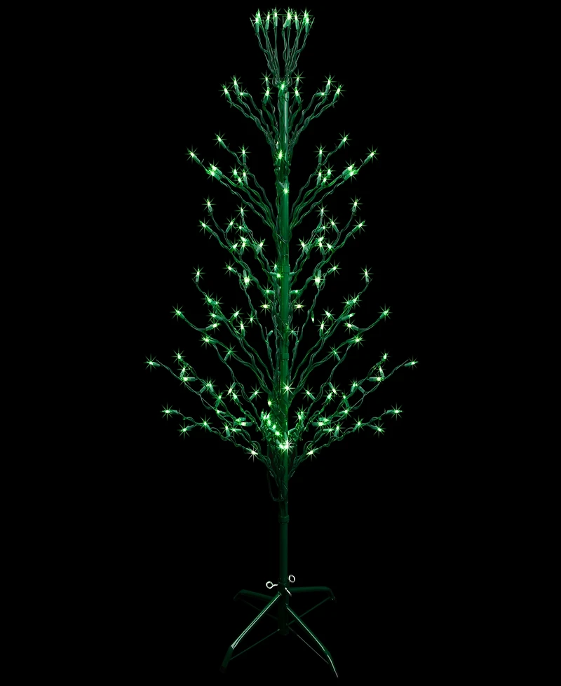 Northlight 4' Green Lighted Christmas Cascade Twig Tree Outdoor Decoration - Green Lights
