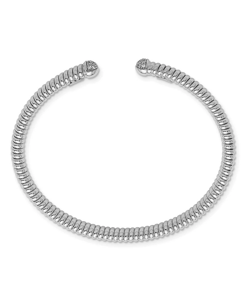 Curata Jewelry 18k Yellow, White or Rose Gold Italian 0.17cttw Diamond Tubogas Cuff Stackable Bangle Bracelet 6.5mm Wide Cuff Bracelet