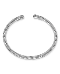 Curata Jewelry 18k Yellow, White or Rose Gold Italian 0.17cttw Diamond Tubogas Cuff Stackable Bangle Bracelet 6.5mm Wide Cuff Bracelet