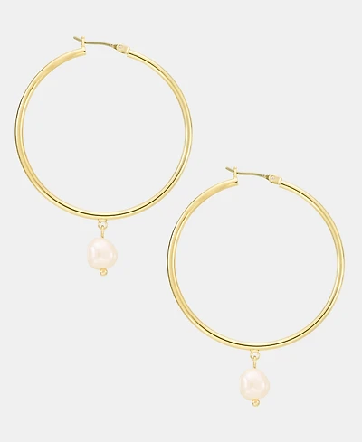 Lauren Ralph Lauren Imitation Pearl Charm Hoop Earrings