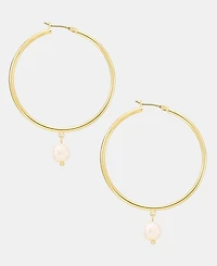 Lauren Ralph Lauren Imitation Pearl Charm Hoop Earrings
