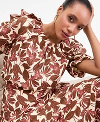 I.N.C. International Concepts Puff Sleeve Printed Top Midi Skirt Macys Exclusive