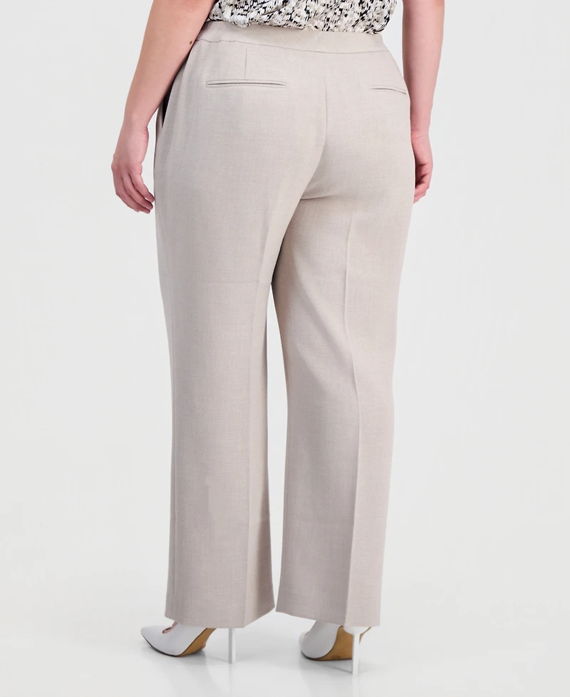 Kasper Plus Flat-Front Extended-Tab Trousers