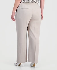 Kasper Plus Flat-Front Extended-Tab Trousers