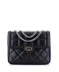 Pre-Owned Gucci Small Deco Chain Flap Bag Mixed Matelasse Leather