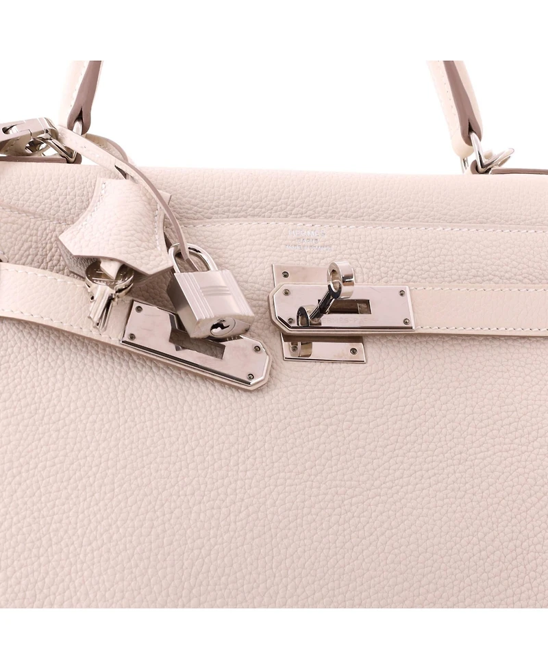 Pre-Owned HERMES Kelly 28 Handbag Light Togo with Palladium Hardware