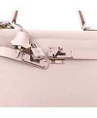 Pre-Owned HERMES Kelly 28 Handbag Light Togo with Palladium Hardware