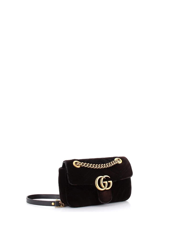 Pre-Owned Gucci Mini Gg Marmont Flap Bag Matelasse Velvet