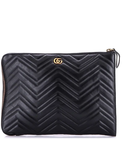 Pre-Owned Gucci Gg Marmont Portfolio Clutch Matelasse Leather