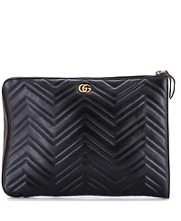 Pre-Owned Gucci Gg Marmont Portfolio Clutch Matelasse Leather