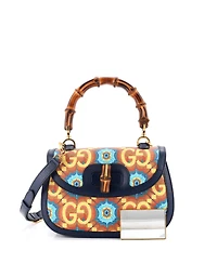 Pre-Owned Gucci Medium Bamboo 1947 Top Handle Bag Kaleidoscope Print Gg Coated Canvas