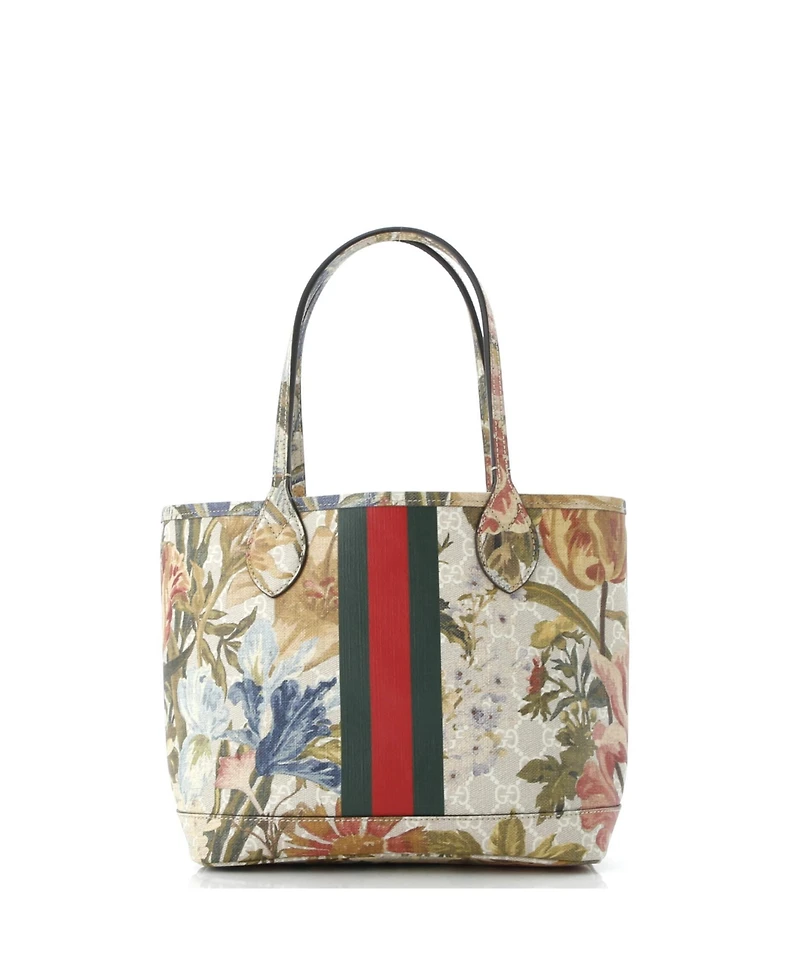 Pre-Owned Gucci Medium Ophidia Tote Water Flora Gg Coated Canvas