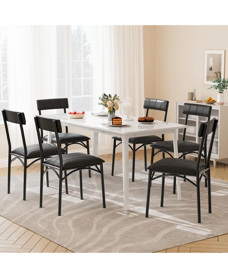 gaomon Set of 4 Modern Upholstered Dining Chairs, Ergonomic High Back, Steel Legs, Comfortable Seat, 140kg Capacity, for Kitchen