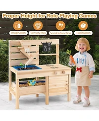 Mecale Outdoor Pretend Play Kitchen with Detachable Sandbox & Removable Sink for Kids