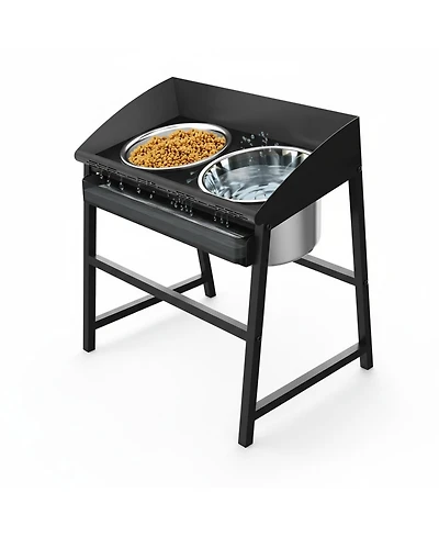 Aronkl Spill Proof Tilted Elevated Dog Bowl Set Large Breed 15" Tall Stainless Steel Food Water Stand Indoor Outdoor Easy Clean