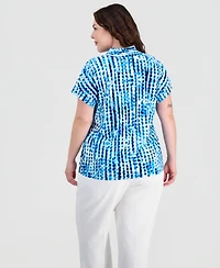 Kasper Plus Cuffed-Sleeve V-Neck Top