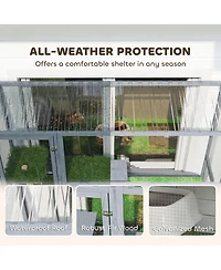 PawHut Catio Outdoor Cat Enclosure, 77" H Wooden Cat House with Weatherproof Roof