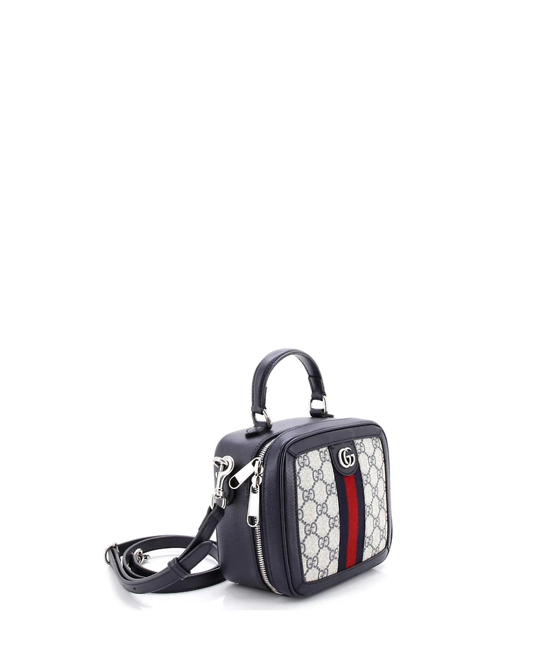 Pre-Owned Gucci Mini Ophidia Zip Around Top Handle Bag Gg Coated Canvas with Leather