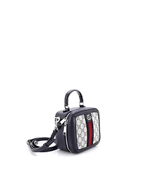 Pre-Owned Gucci Mini Ophidia Zip Around Top Handle Bag Gg Coated Canvas with Leather