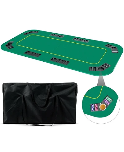 Hongge 8-Player Foldable Poker Table Top with Carry Bag and Cup Holders