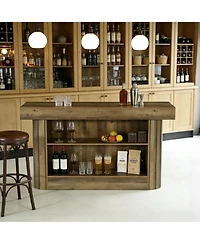 Tribesigns 3-Tier Bar Table, 63-Inch Wooden Home Bar Unit with Metal Footrest