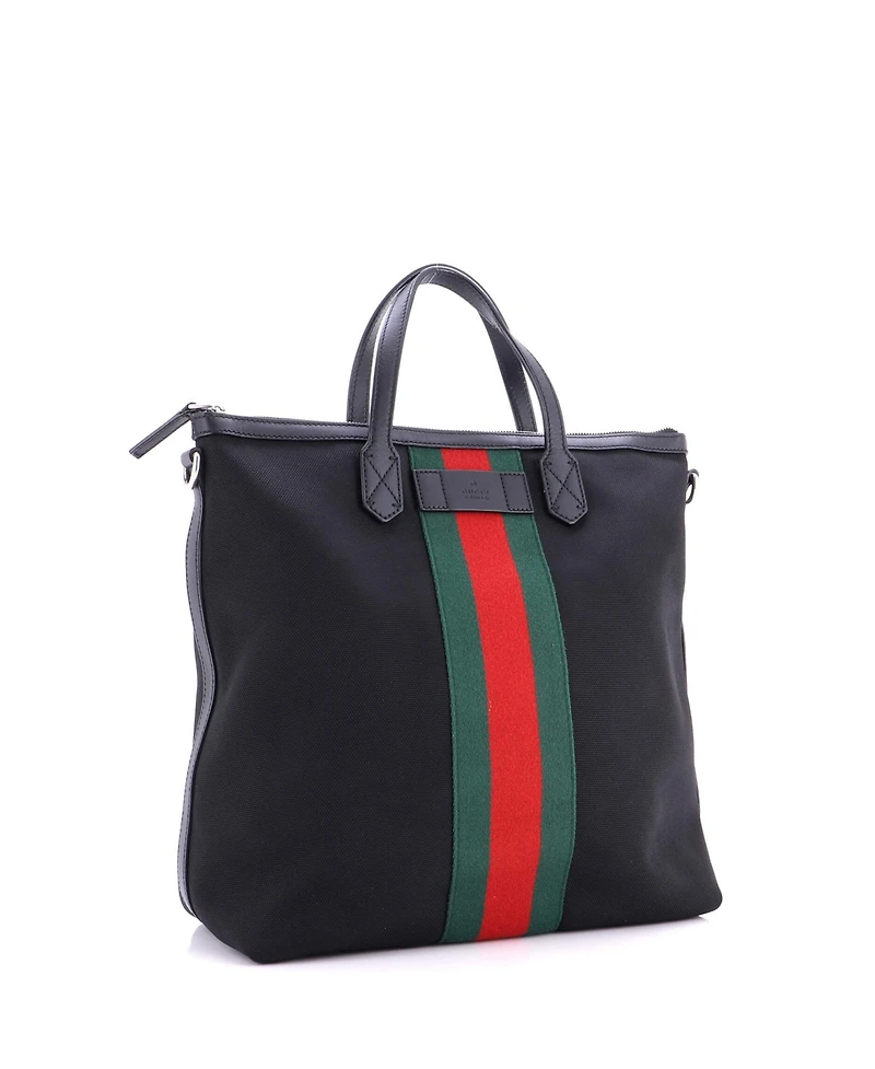 Pre-Owned Gucci Medium Web Zip Tote Techno Canvas