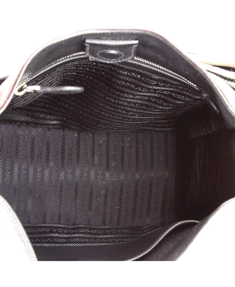 Pre-Owned Prada Medium Logo Strap Hobo Leather