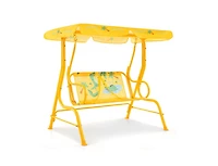 Hongge 2 Seater Kids Patio Swing with Metal Stand and Adjustable Canopy