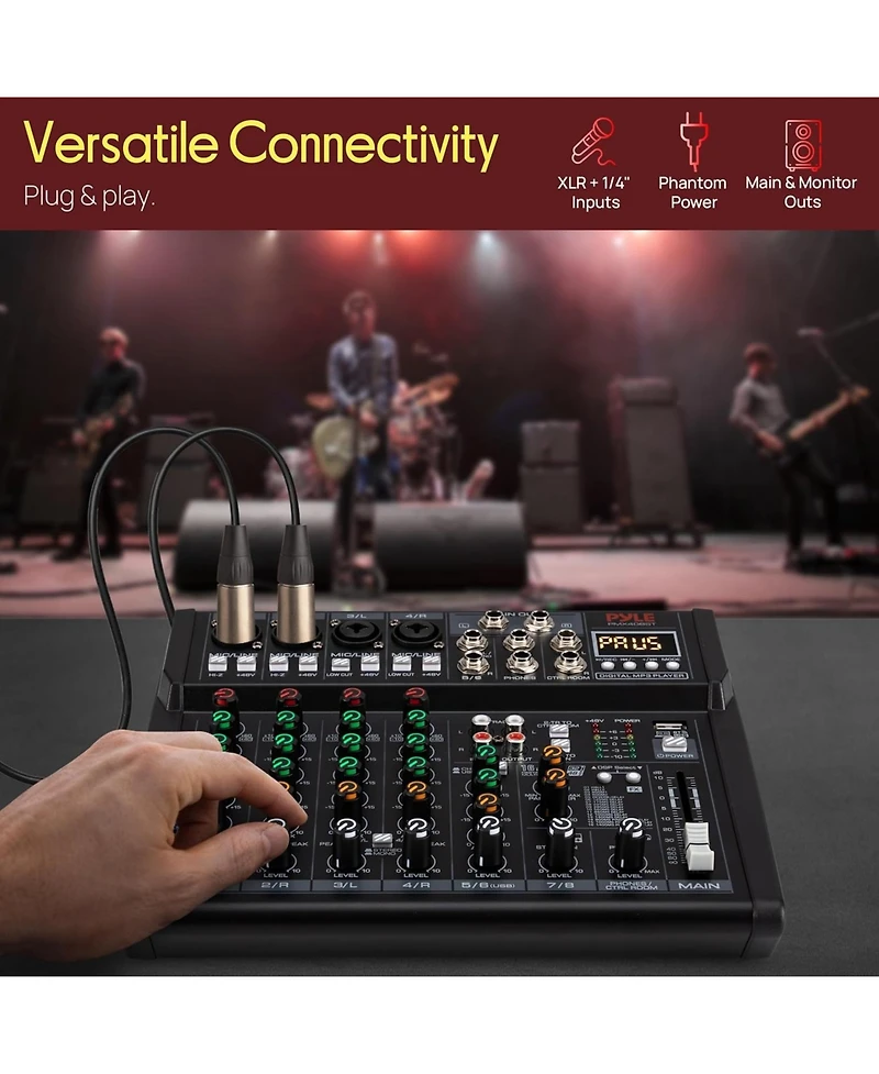 Pyle 8-Ch Digital Audio Mixer with Bluetooth and Dsp Effects (PMX408ST)