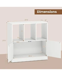 Slickblue 3-Cube Bookcase with Doors 3-Tier Cubic Bookshelf Open Compartments