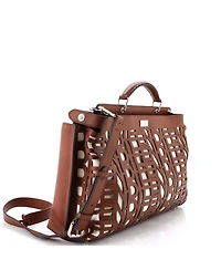Pre-Owned Fendi Large Peekaboo Iconic Essential Bag Laser Cut Leather and Canvas