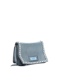 Pre-Owned Prada Small Etiquette Flap Bag Studded Glace Calfskin