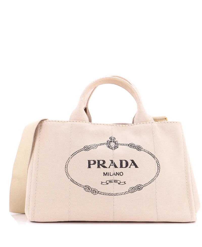 Pre-Owned Prada Large Canapa Convertible Tote Canvas