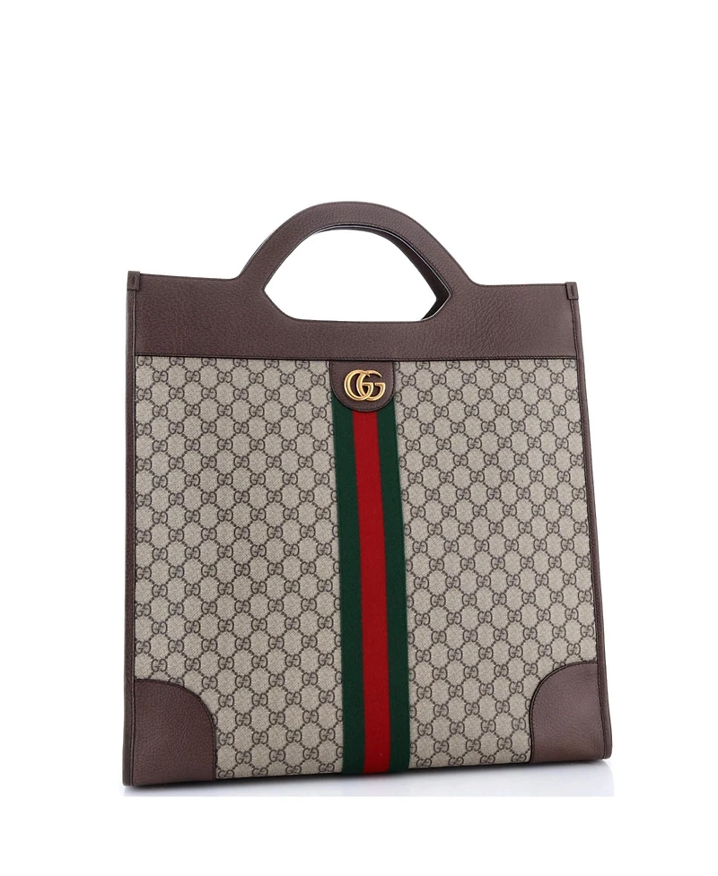 Pre-Owned Gucci Large Ophidia Cut Out Handle Tote Gg Coated Canvas