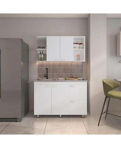 Depot E-Shop Byron Kitchen Cabinet Set, 6 Doors, 9 Shelves