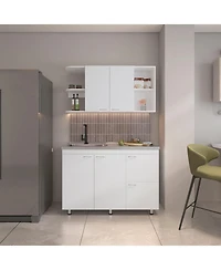 Depot E-Shop Byron Kitchen Cabinet Set, 6 Doors, 9 Shelves