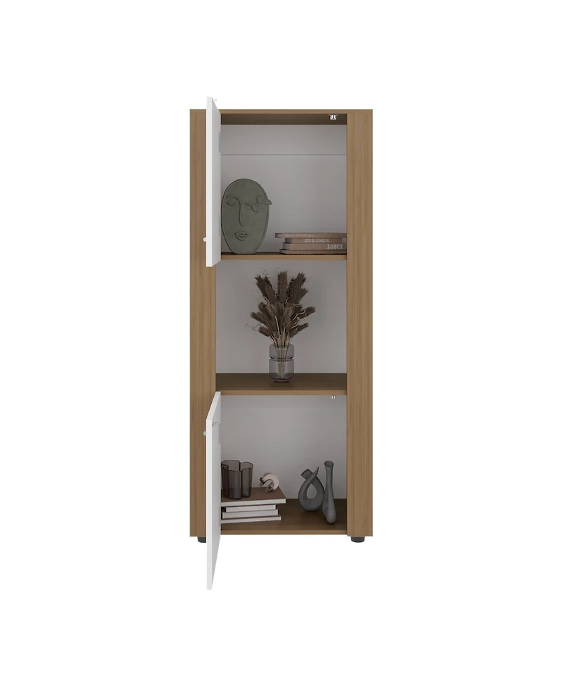 Depot E-Shop Hyder Bookcase with Upper and Lower Doors, Open Center Shelf and Vertical Design