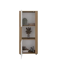 Depot E-Shop Hyder Bookcase with Upper and Lower Doors, Open Center Shelf and Vertical Design