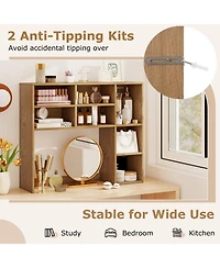 Sugift Desktop Bookshelf with 7 Open Cubbies and 3 Adjustable Shelves