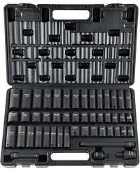 Xdovet Rive Impact Socket Set, 48 Piece Socket Set Sae and Metric 8-22mm 6 Point Cr-v Drive Extension Bar Universal Joint and Power Drill Adapter