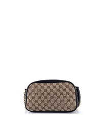 Pre-Owned Gucci Small Gg Marmont Shoulder Bag Diagonal Quilted Gg Canvas with Leather
