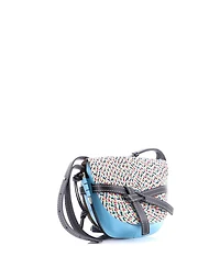 Pre-Owned Loewe Small Gate Shoulder Bag Leather with Raffia