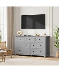 gaomon 7 Drawer Dresser for Bedroom, 54" Wide Dresser with Deep Drawers and Metal Knobs, Modern Large Wooden Chests of Drawers for Entryway