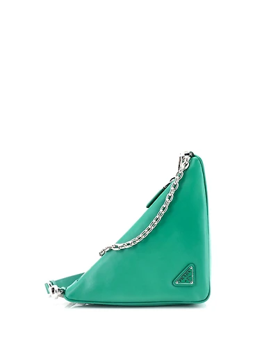 Pre-Owned Prada Small Triangle Logo Zip Crossbody Bag Embossed Grace Lux