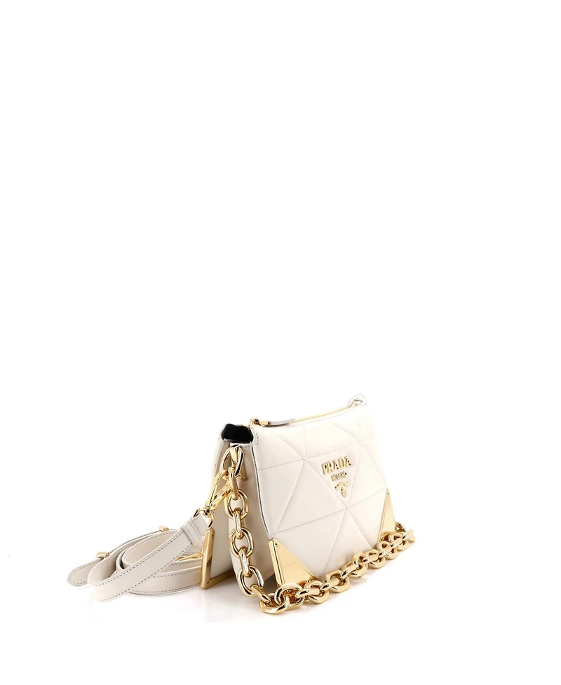 Pre-Owned Prada Mini Structured Logo Crossbody Bag Quilted Leather