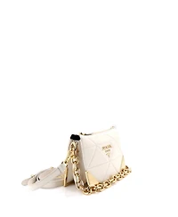 Pre-Owned Prada Mini Structured Logo Crossbody Bag Quilted Leather
